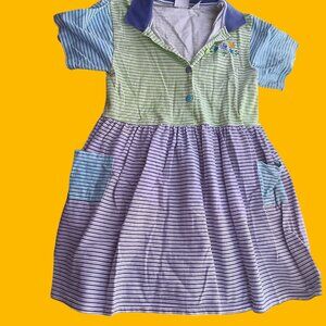 True Vintage 90's Dress Small Flower Embroidery Colorblock Cottage Girls 16